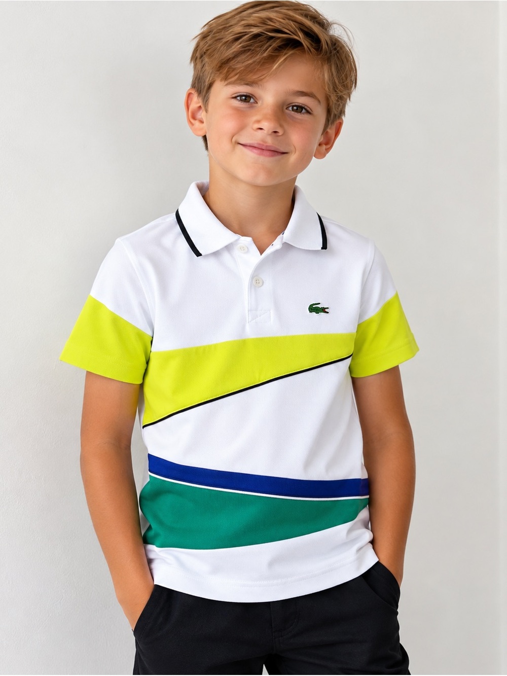 Lacoste Sport Boys Size 10 Colourblock Polo Shirt – Runs Small